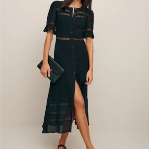 Reformation Woodson Dress in black size 0P